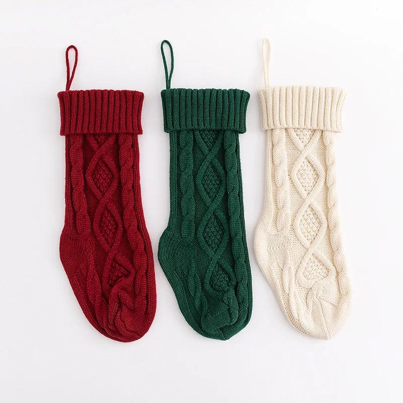 Explosions in Europe and America Christmas stockings candy knitting diamond wool gift bag scene layout ornaments 37CM trumpet