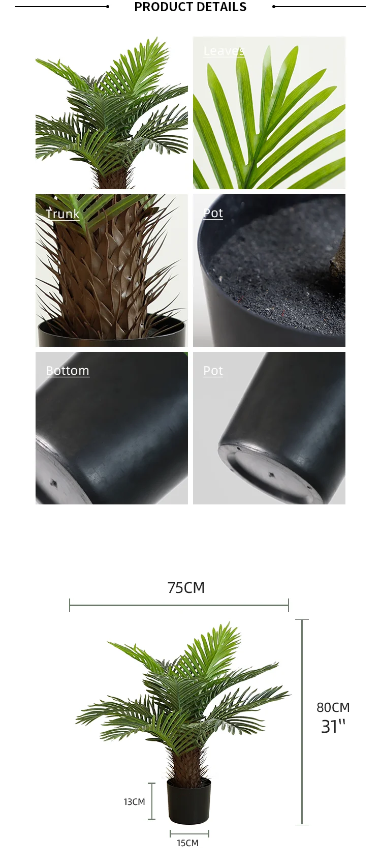 Fake Green Plants Plastic artificial Areca palm tree artificial plants phoenix palm tree with pot