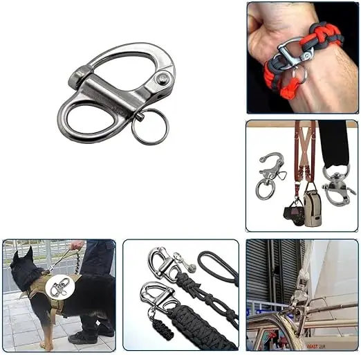Fixed Snap Shackles 316 Stainless Steel Bail Snap Shackles with Quick Release Pin for Bracelet and Boat