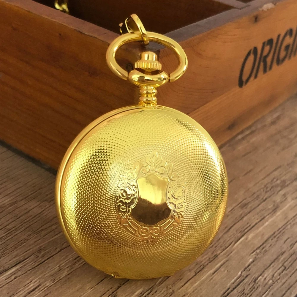 Roman Double Face Heart Gold Manual Mechanical Pocket Watches