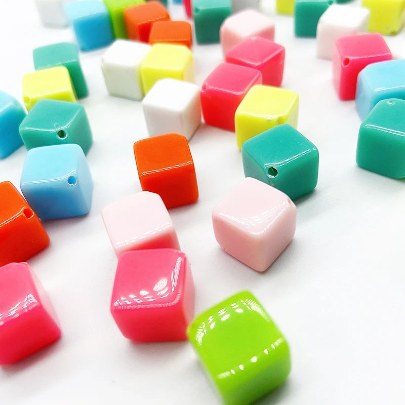 Factory Price Wholesale Macaron Colors Plastic Opaque Square Cube Beads Sold By Factory Directly For Jewelry Making