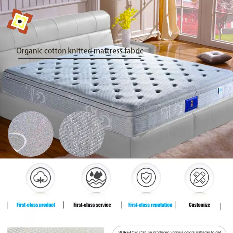 Stretch Knitted Mattress Jacquard Gray Staple Fiber Mattress Fabric Home Textile Fabric Spandex Mattress Fabric