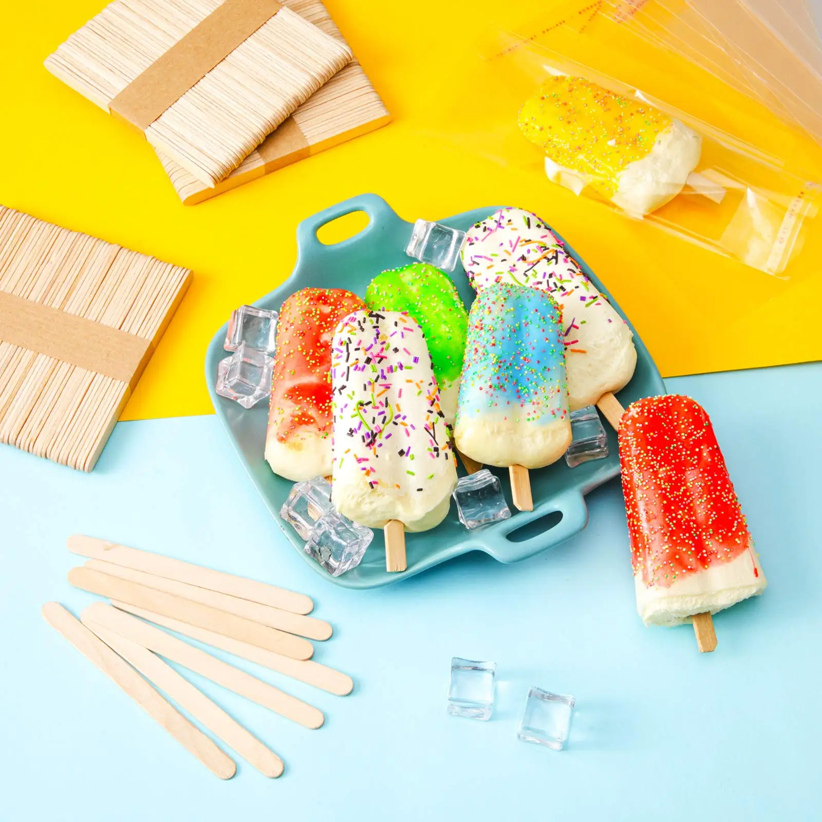 Popsicle Bags Ice Cream Bags Clear Ice Pop Plastic Bags for DIY Making Ice Cream Supplies