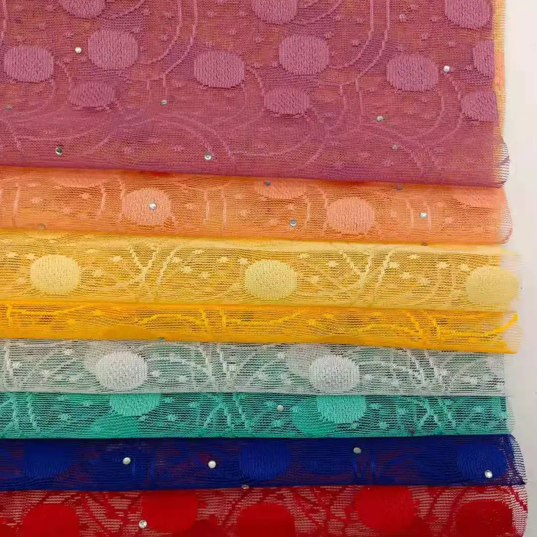 Factory manufacture various popular product tricot fabric super poly tricot mesh lace cord lace fabric