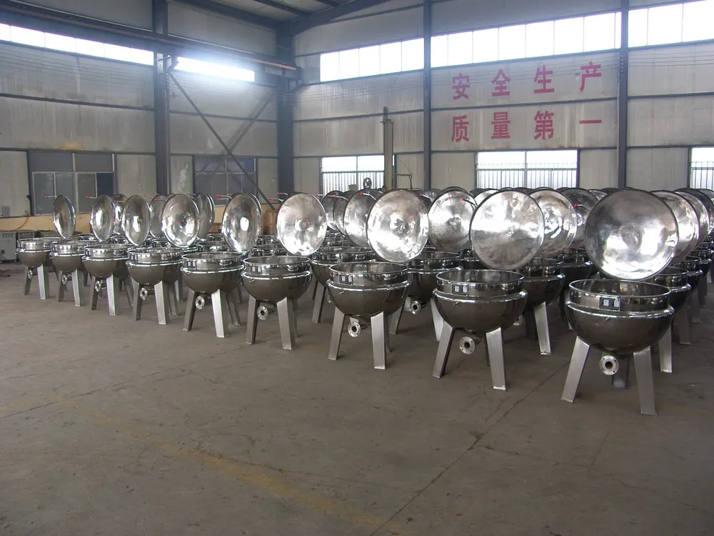 Vertical high pressure steam jacket heating sandwich pot/meatball frying machine