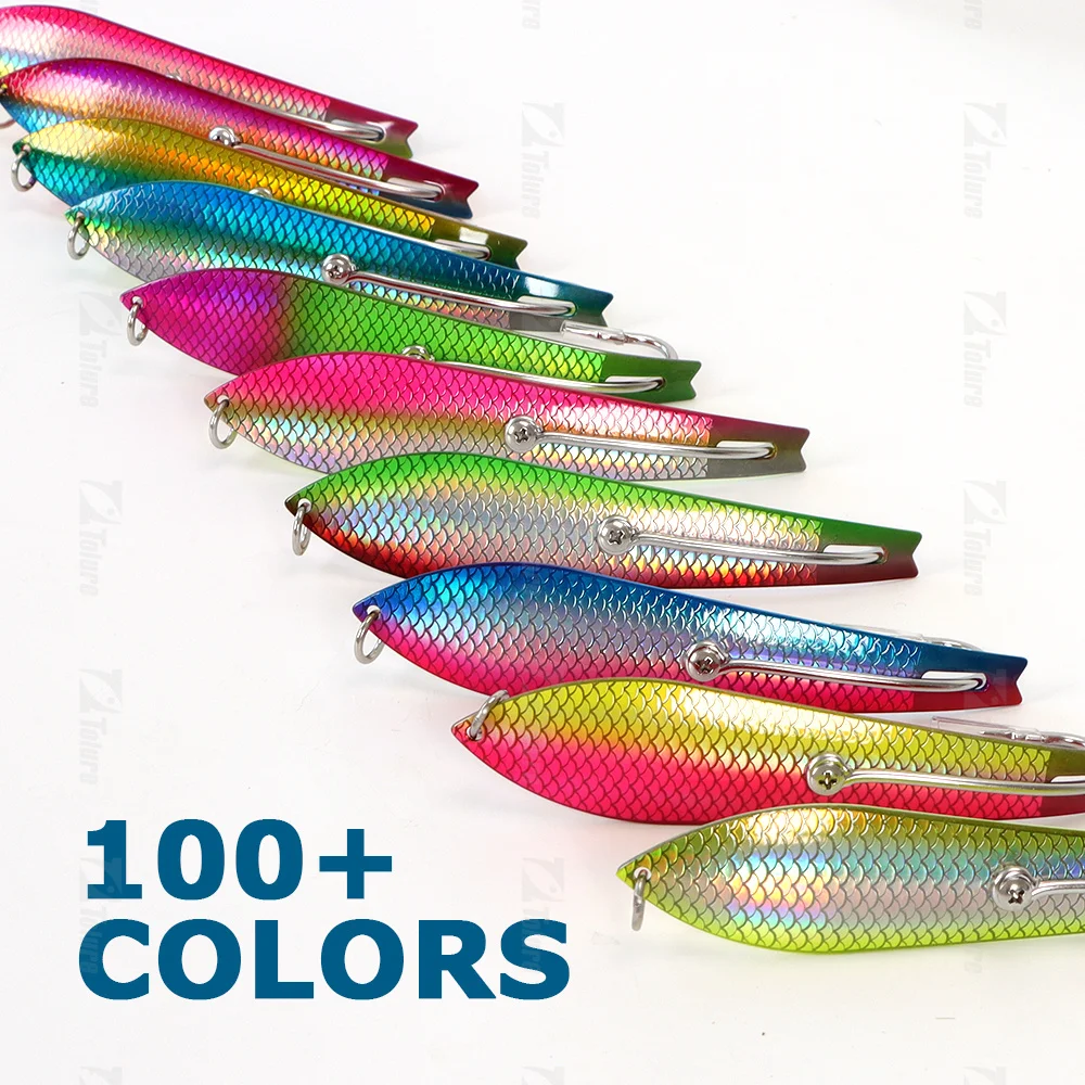Trolling  Spoon lure 40g 14cm Fish scale laser design Stainless Steel Metal Spoon Lures with Screw style