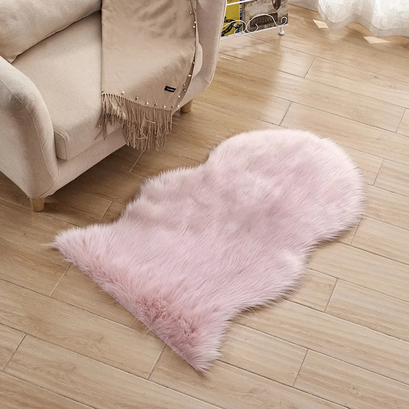 Rabbit fur rug customized luxury Artificial wool carpet faux sheep skin rug high design area rug for living room
