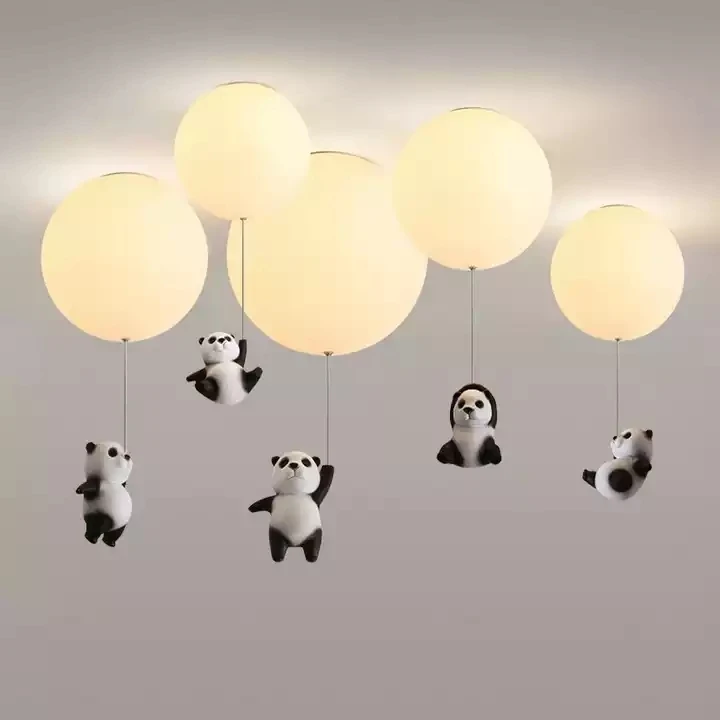 Balloon Glass Ball Hanging Ceiling Light Modern Cute Bear Doll Shape Ceiling Pendant Lamp