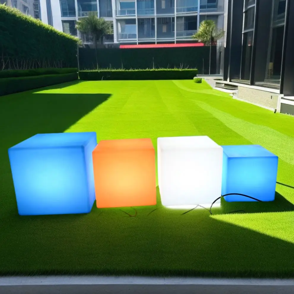 Style LED Cube Light Bar Stool Modern Plastic Dining & Outdoor Hotel Chair Wholesale for Restaurants & Halls