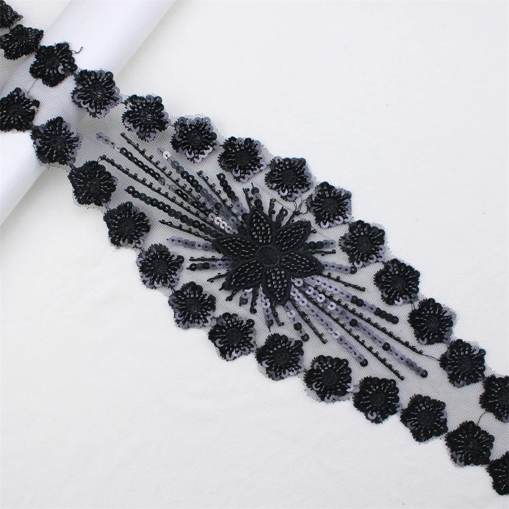 Beaded Sequin Lace With High Quality Tulle Embroidery Wedding Dress China Wholesale Bridal Lace Trim Fabric