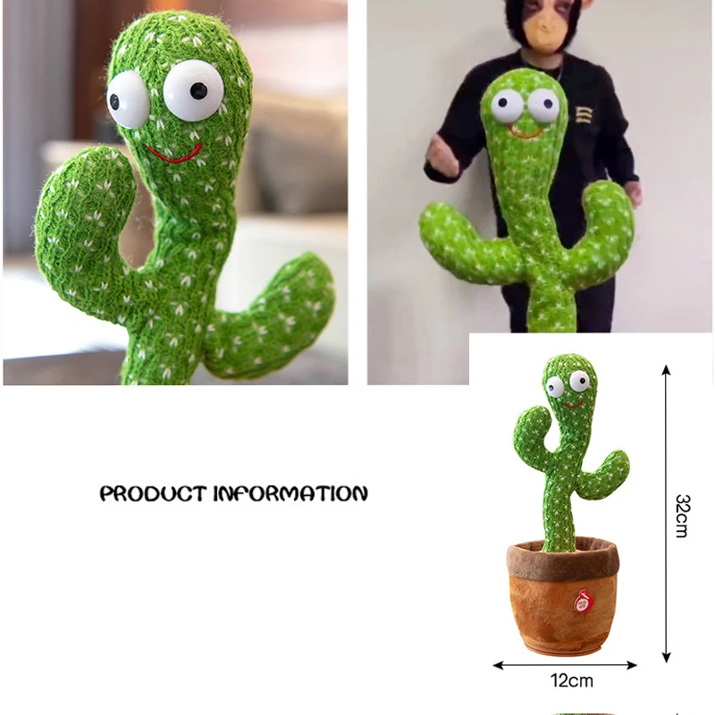 
Charging Version Dancing Cactus Toy Plush Fabric Cactus Dancing Talking Toy Stuffed Toy Electric Dancing Cactus Plush Dolls 