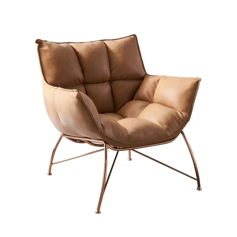 Modern Mid Century Design Metal Leg Leather Furniture Fabric One Seater Arm Pu Chair For Dining Room Single Seat Sofa Chairs