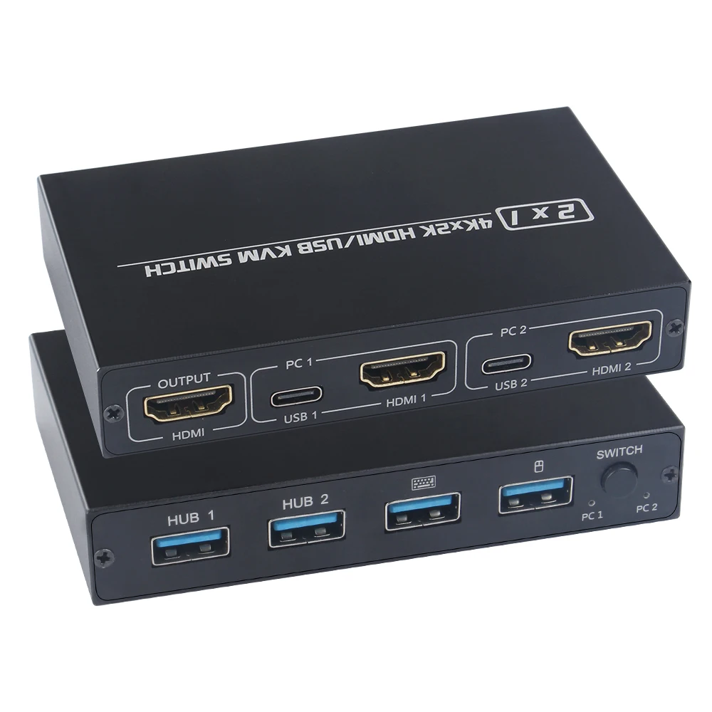 201CL HDM KVM переключатель с двумя входами и одним выходом, 2 порта USB клавиатура, мышь и принтер совместное использование 4K @ 30 Гц