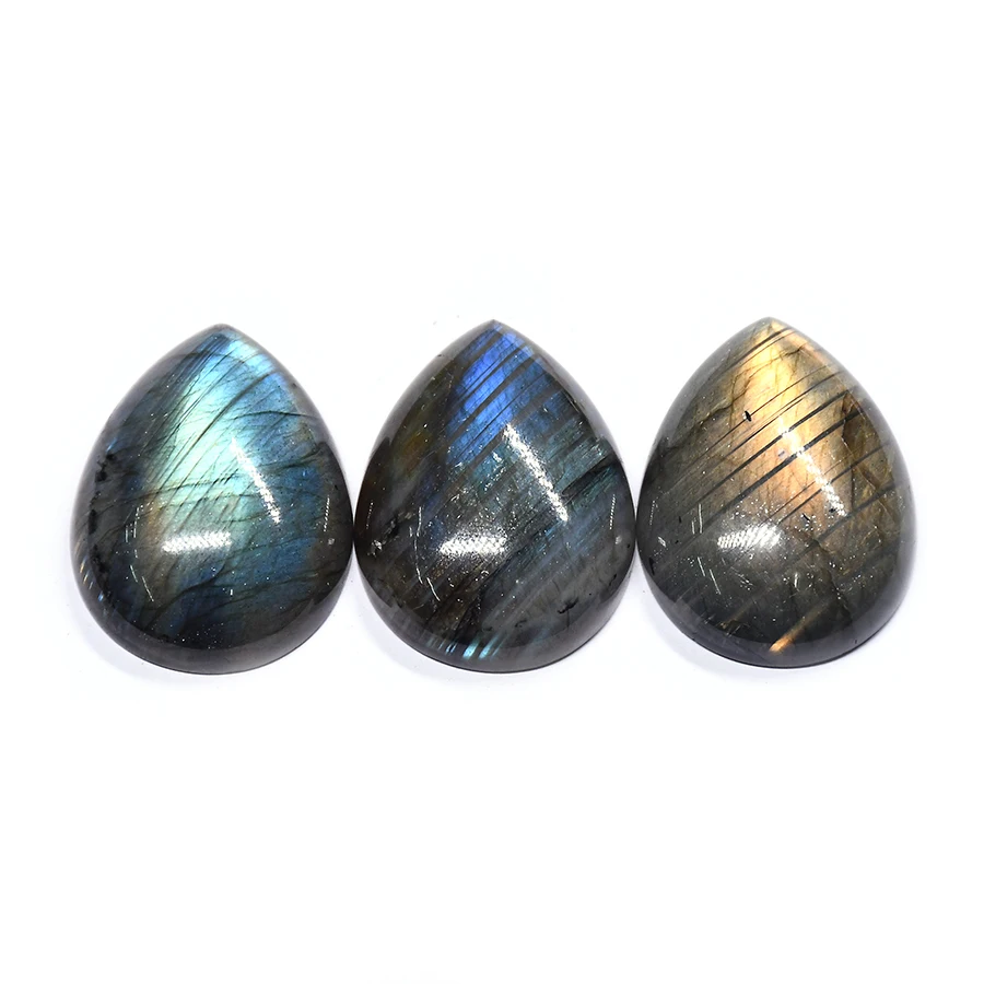 High Quality Natural Labradoritel Cut Pear shape gemstone Wholesale customization Smooth bright Blue Cabochon Labradorite