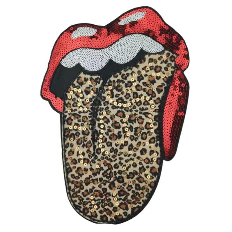 Shenglan Sequin Lips Patches Sew On or Iron Large Cartoon Mouth Tongue Lip DIY Appliques Hoodies T-Shirt Jeans