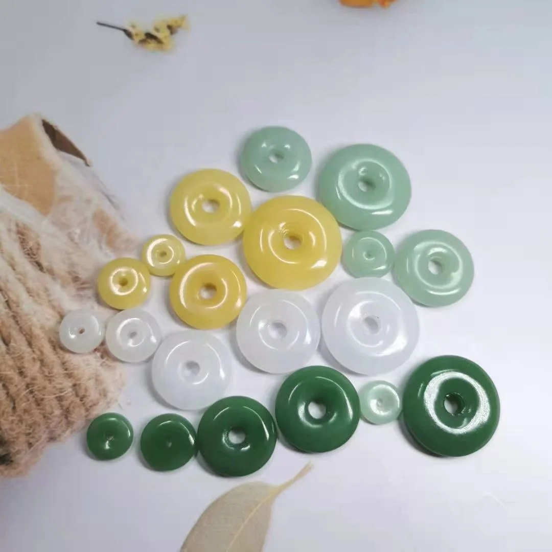 
10~30mm Glass Peace buckle stone,glass white jade, sapphire, jaspe,Glass donut charm pendant for diy jewelry making/ Accessories 