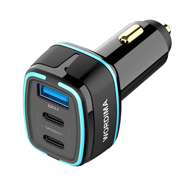 Автомобильное зарядное устройство 3 в 1 с USB-портом для быстрой зарядки адаптер