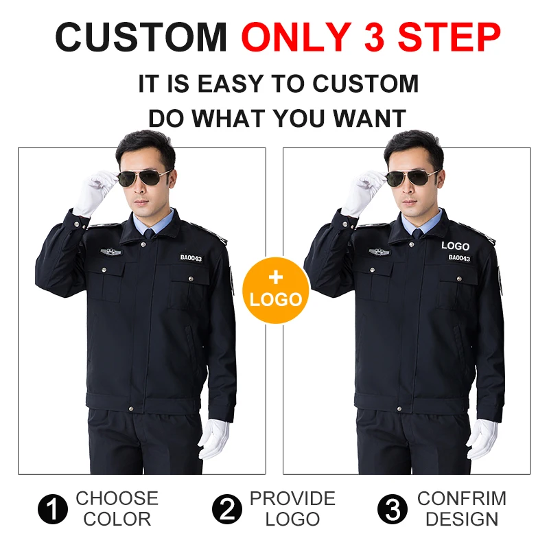 High Quality Personalized Security Equipment Guard Jackets Zipper Dark Blue Long Sleeve Coat Best Security Uniform