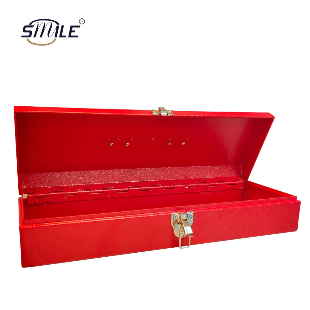 SMILE Export Quality High Strength Durable Rectangular Red Metal Garden Tool Storage Box for Truck Train Tractors