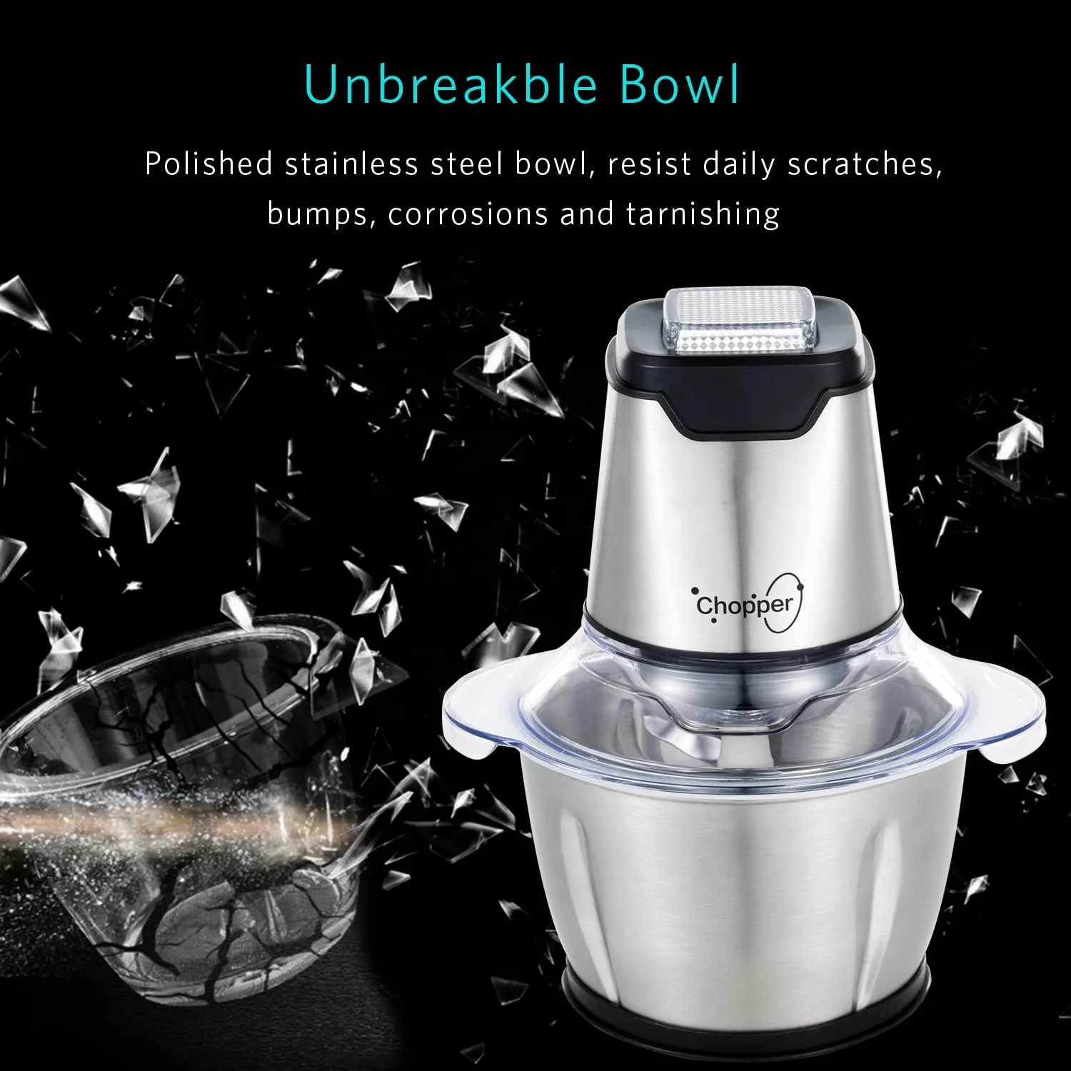 2L Stainless Steel Food Chopper 3 Speeds  Automatic Meat Slicers Electric Meat Grinder Machine For kitchen