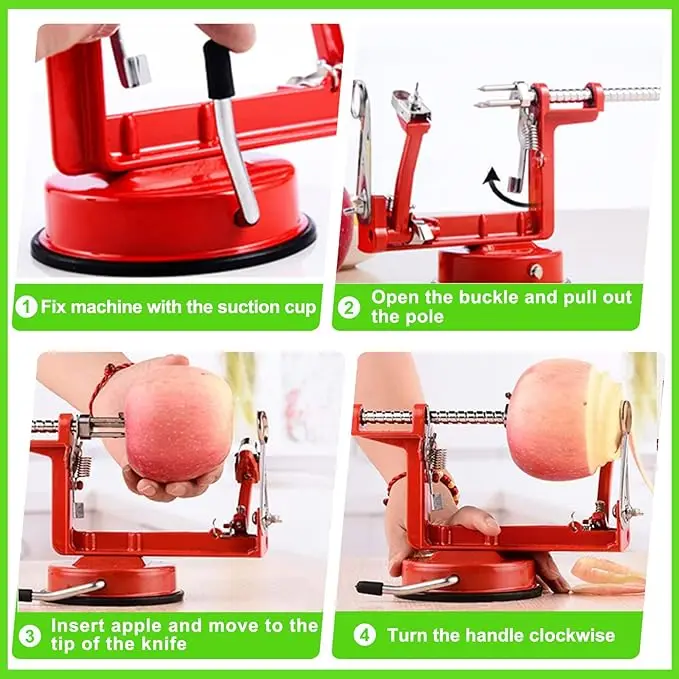 Red Spiral Twisted  Stainless Steel Tornado Potato Cutter With Powerful Suction Base