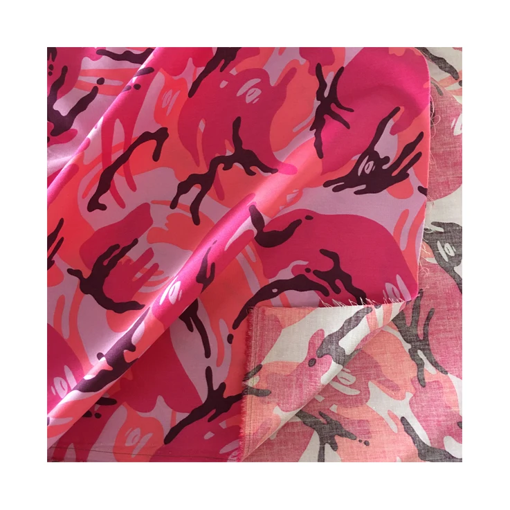 2021 new Factory Sell printed knit fabric Pink camouflage printing fabric.