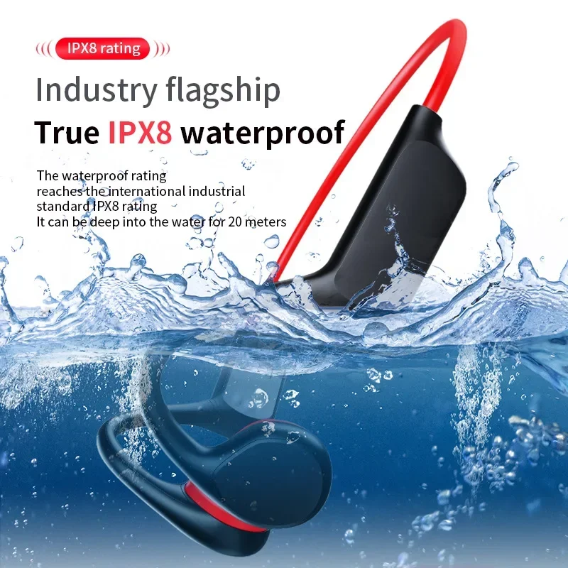 New Bone Conduction Wireless Bluetooth Swimming Headset IPX8 Professional Waterproof Headphones