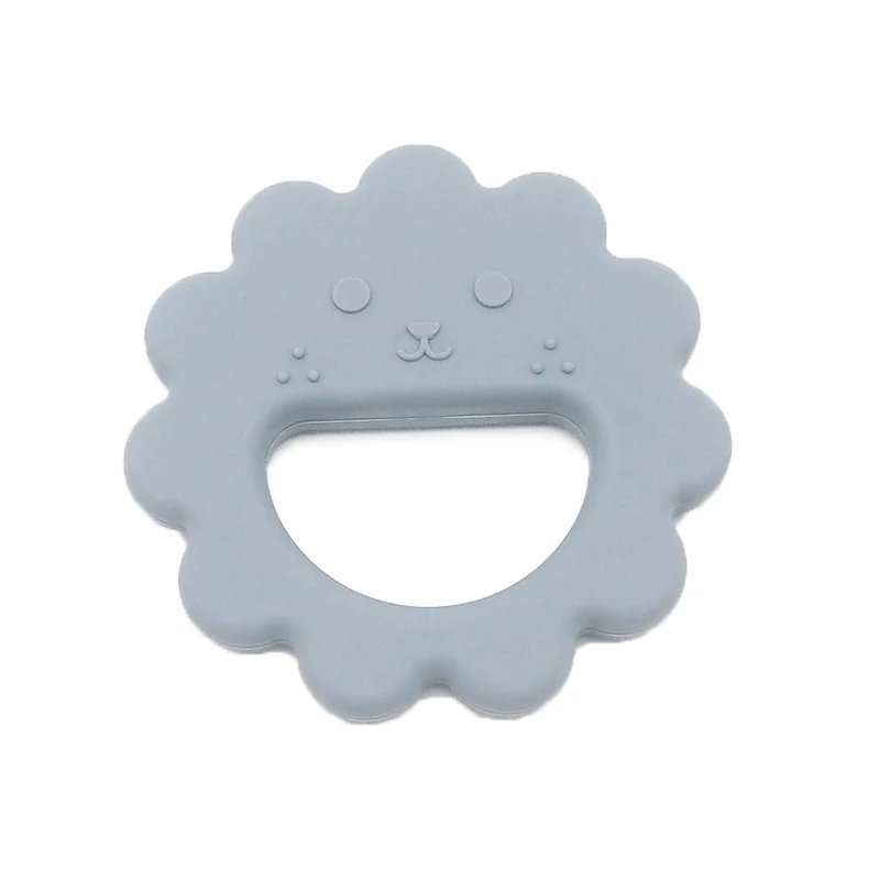Soft Lion Animal Food Grade Round Hand Toys Ring Silicone Baby Teether