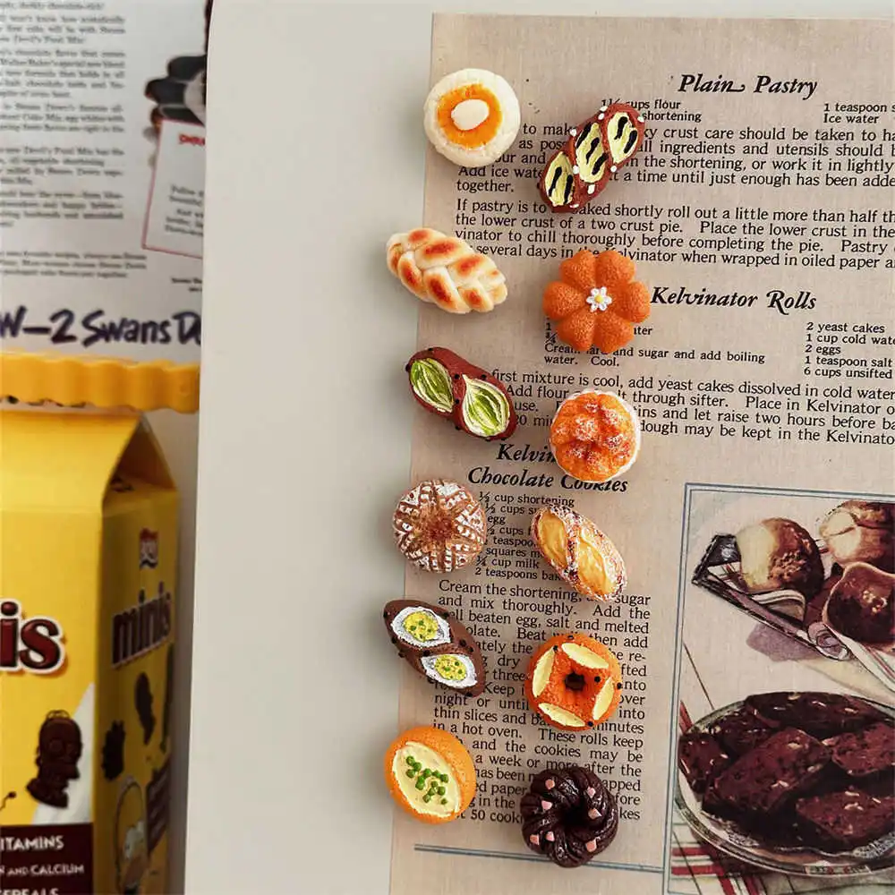 3D Mini Delicious Food Resin Fridge Magnet Refrigerator Magnet - French Soda Bread,Chocolate Cake & Spread Sauce Gift Sets