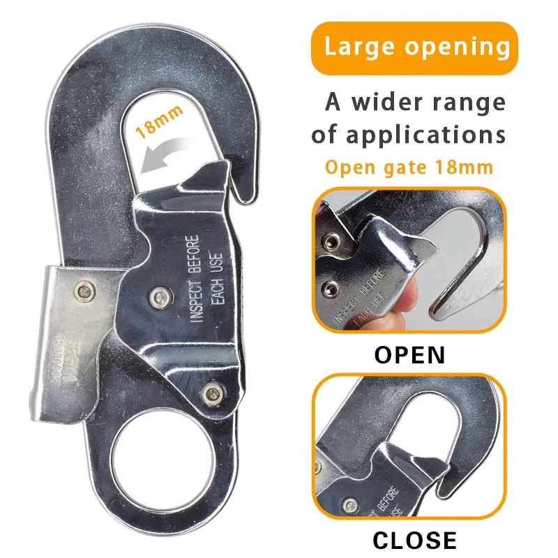 JENSAN Custom 23KN Metal Double Action Stamped Snap Hook For Fall Protection