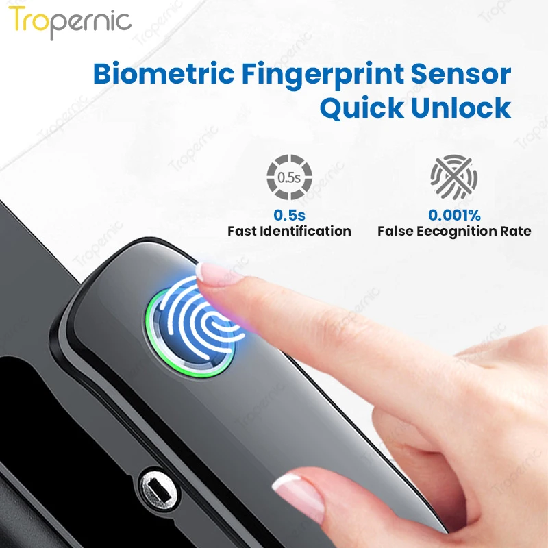 Tropernic Tuya Smart Home Digital Keypad Door Lock Biometric Fingerprint Smart Door Lock