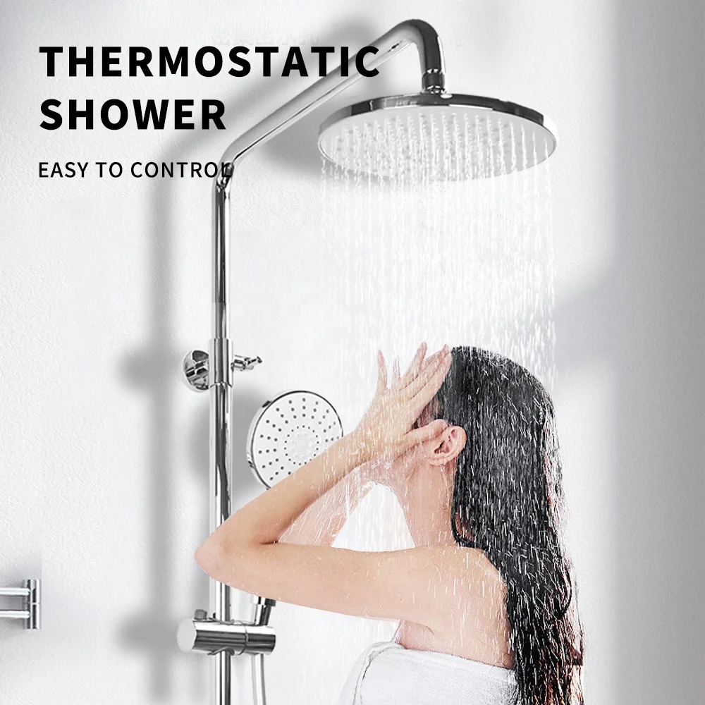 Best Selling Wall Mounted Stainless Steel Zinc Thermostatic Modern Rainfall Shower Faucet Black Matte European Shower Set