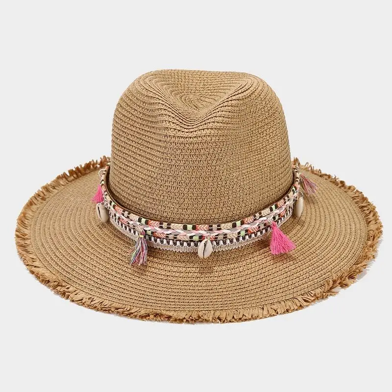 Hollow Straw Hat Outdoor Beach Wide Brim Surfing Beach Protective Hats Summer Hollow Straw Wide Brim Straw Hat