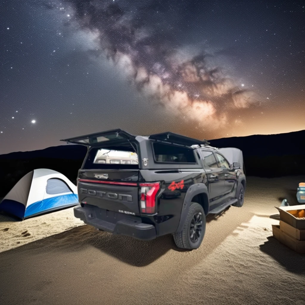 Aluminum Alloy Half Height Canopy for Pick-up Truck Waterproof Roof Top Tent Manual Hinged Operation Locking Tailbox Features
