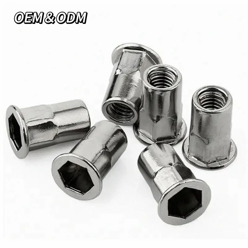Stainless Steel M3 M4 M5 M6 Open Rivet Nut Flat Head Rivet Nuts Black Hexagon Rivet Nut