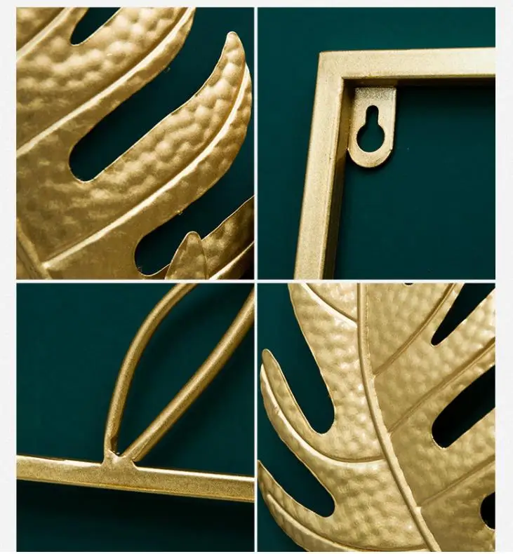 For Living Room Bedroom Display Lobby Modern Frame Art Hanging Gold Flower House Golden Decorations for Home Metal Wall Decor