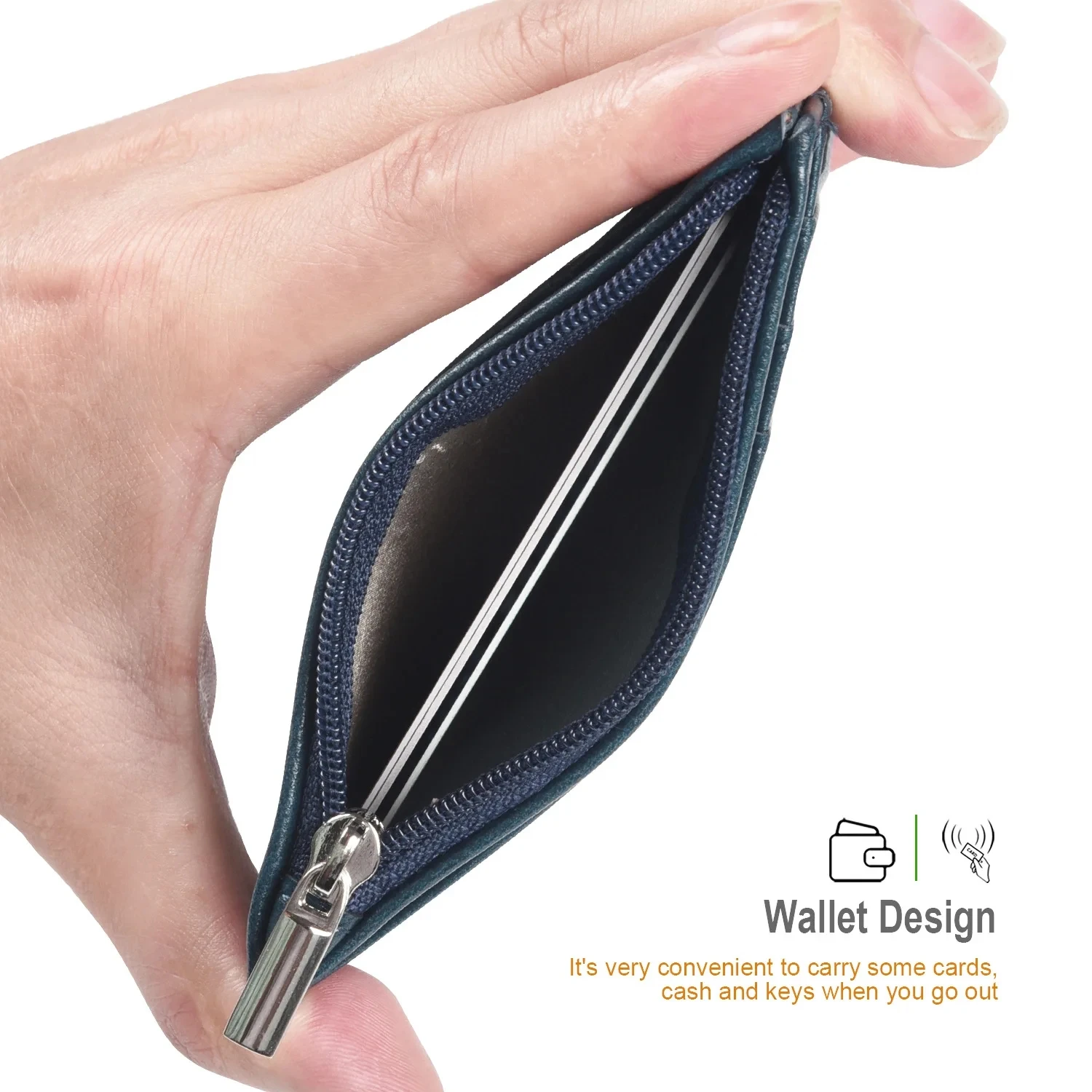 Multifunctional PU Leather Multi Card Slots With Zipper Card Holder Work ID Business Name Card Wallet Coin Pocket