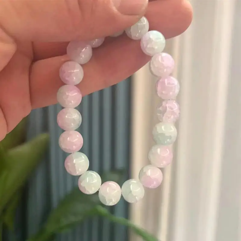 FM Wholesale 10mm Colorful cute student girl beaded bracelet women jewelry fashion Crack glass beads bracelets