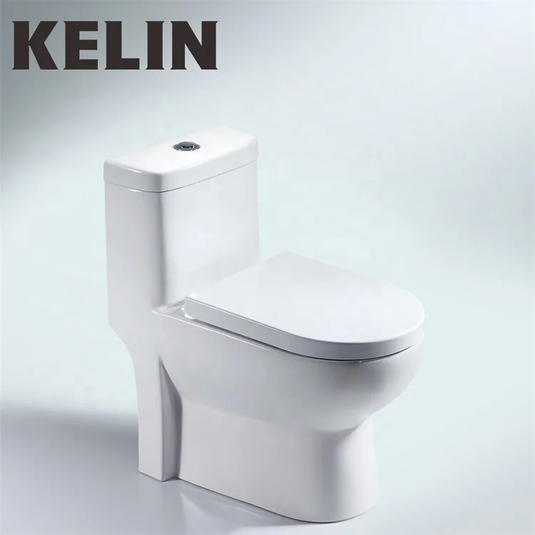 China manufacturer KELIN sanitary ware bathroom white ceramic siphonic s-trap 300/400mm one piece modern toilet  WC toilet