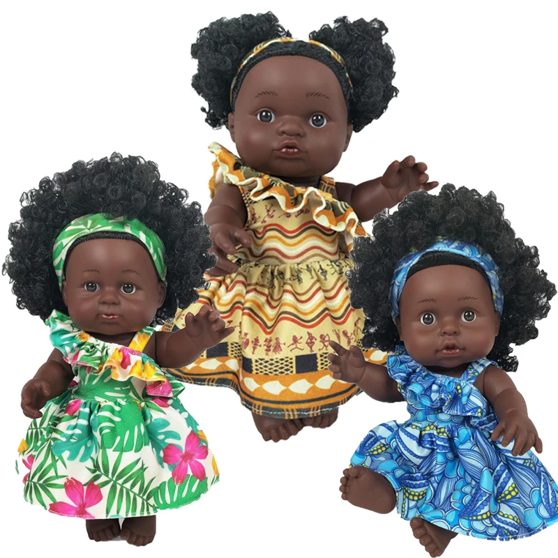 HN hot selling wholesale manufacturer baby dolls 9inch cute gifts black dolls beautiful girl dolls for kids