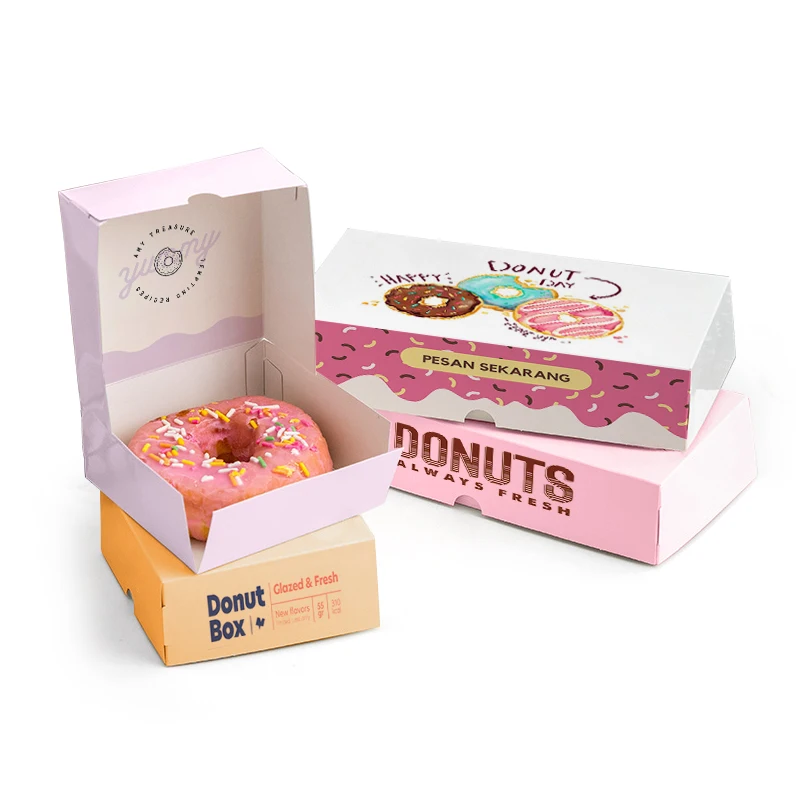 OEM Corrugated Box Suitable For Bakery Exquisite Bread Cookie Desserts Baking Donuts Packaging Paper Boxes
