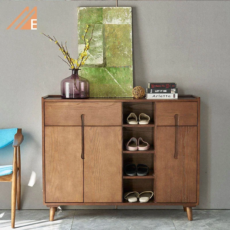 Modern Nordic Living Room Furniture Wood Shoe Racks For Home