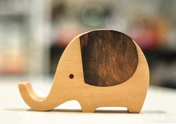 Wooden elephant music box for birthday gift for children at Christmas