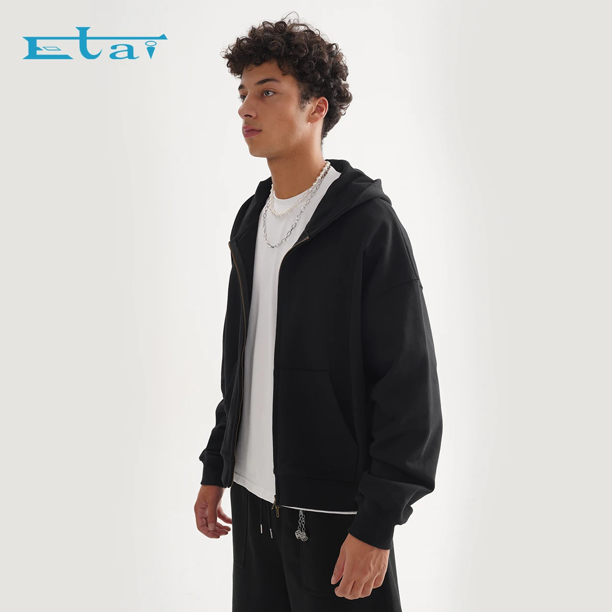 Essentials Hoodies Vintage Unisex Drop Shoulder 100% Cotton 400Gsm Jacket Boxy Zip Up Hoodie With Double Layer Hood Front Pocket