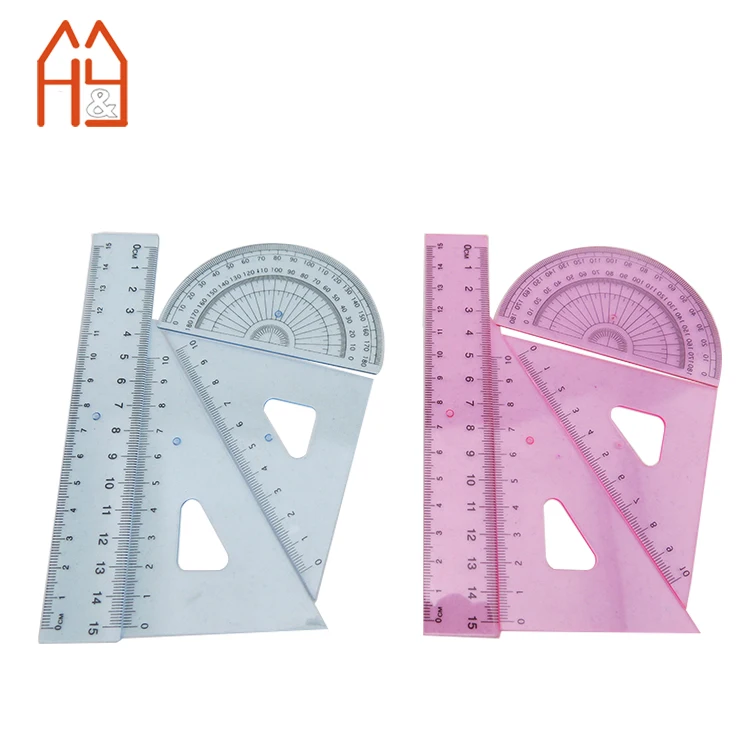 Students Maths Geometry Stationery Ruler Set Squares Triangle Ruler Protractor