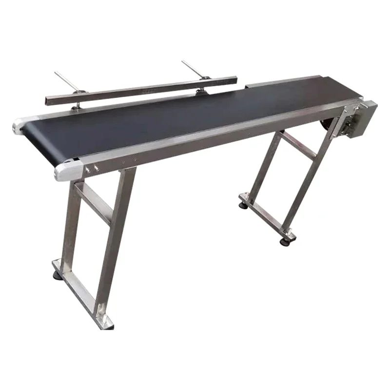 Date Code Inkjet Printer Industry production line adjustable Speed Rubber PVC Portable Conveyor Belt with Double guardrail