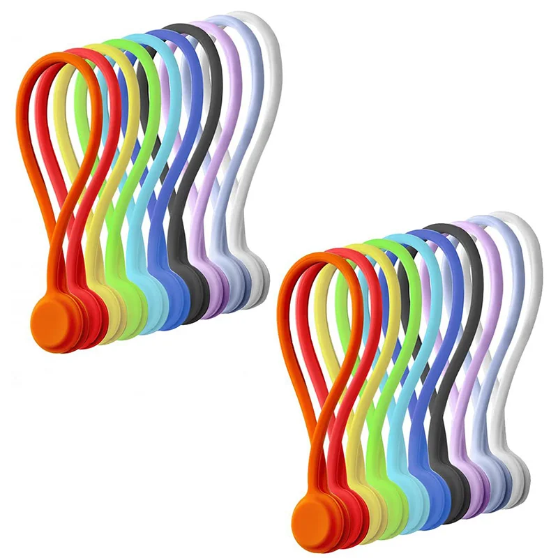 Многоразовые магнитные поворотные зажимы, связывающие зажимы, силиконовые магнитные кабельные стяжки