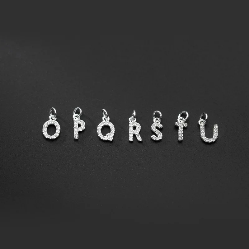 Fine Full Zircon 26 Letter Gold 925 Sterling Silver Initial Charm Jewelry accessories for Necklace Bracelet Making Customized