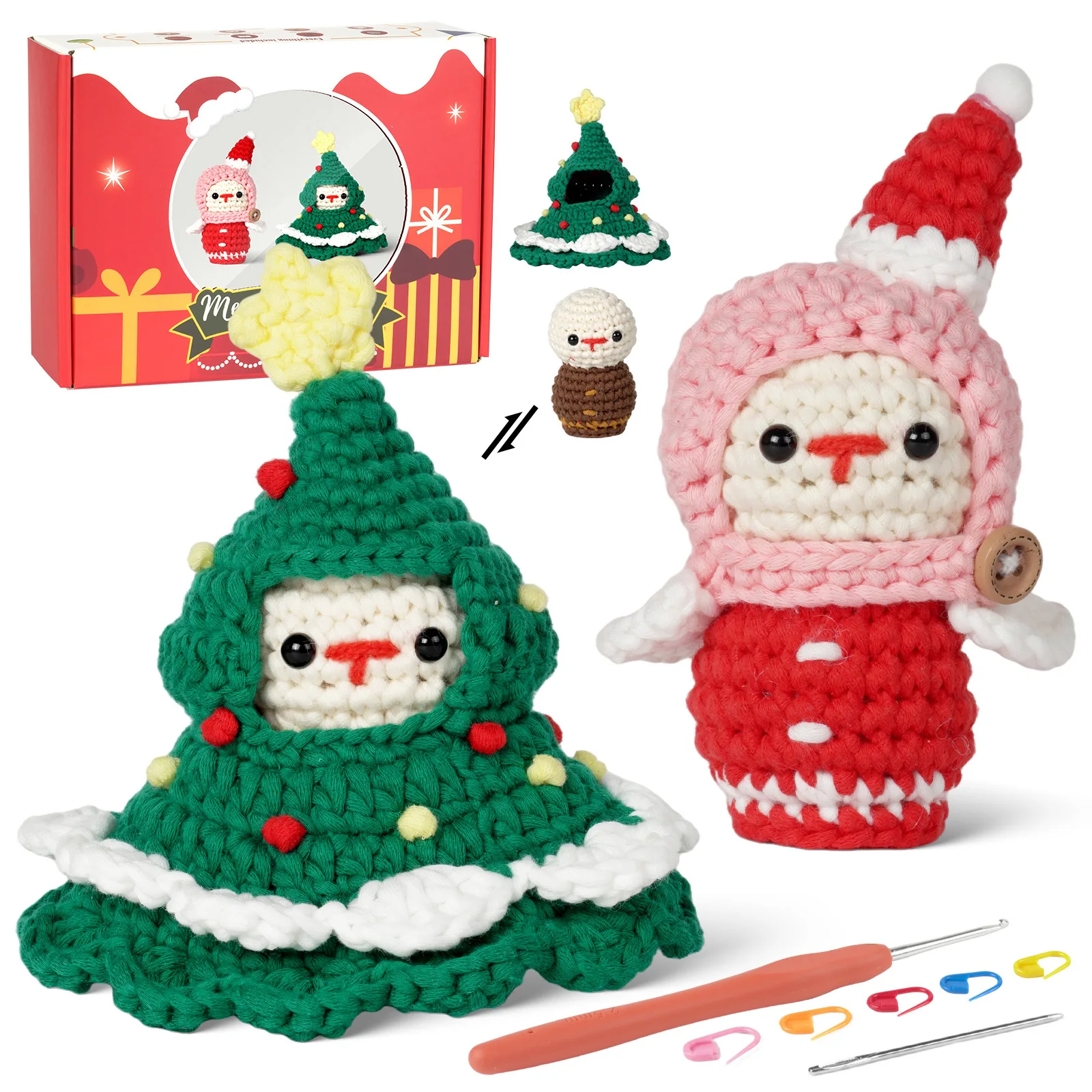 Xmas Amigurumi Craft Knitting Crochet Animals Kits Crochet Starter Kits Christmas Crochet Kit for Beginners