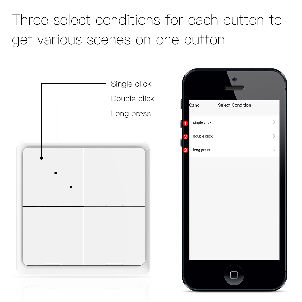 Zigbee 4CH Smart Scene Switch Tuya  APP Remote Control Wireless Light Switch 4 Gang Switch  Scenario Panel